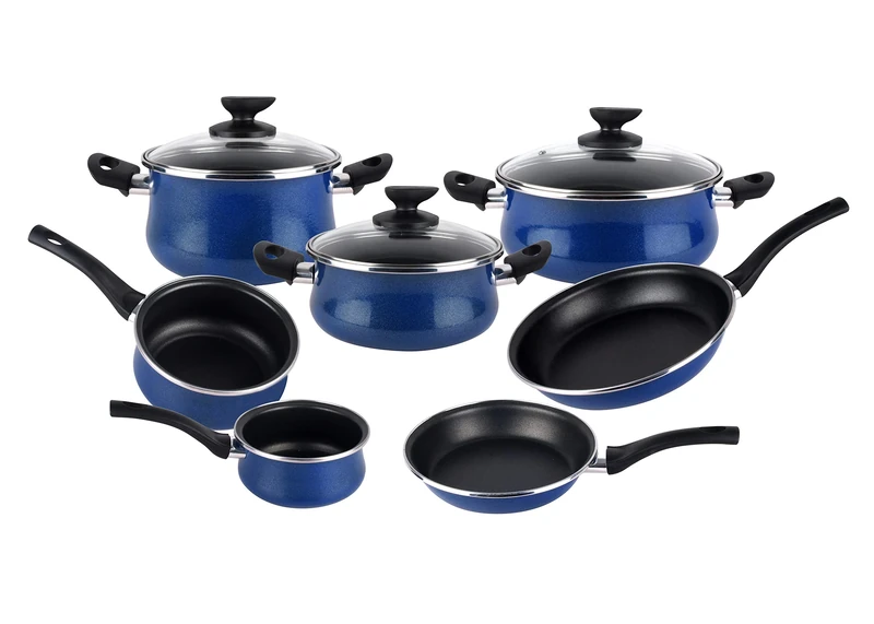 Magefesa Paula 10-Piece Cookware Set, Vitrified Steel Material, Blue Exterior, Non-Stick, Suitable for All Hobs, Special Induction, 50% Energy Saving