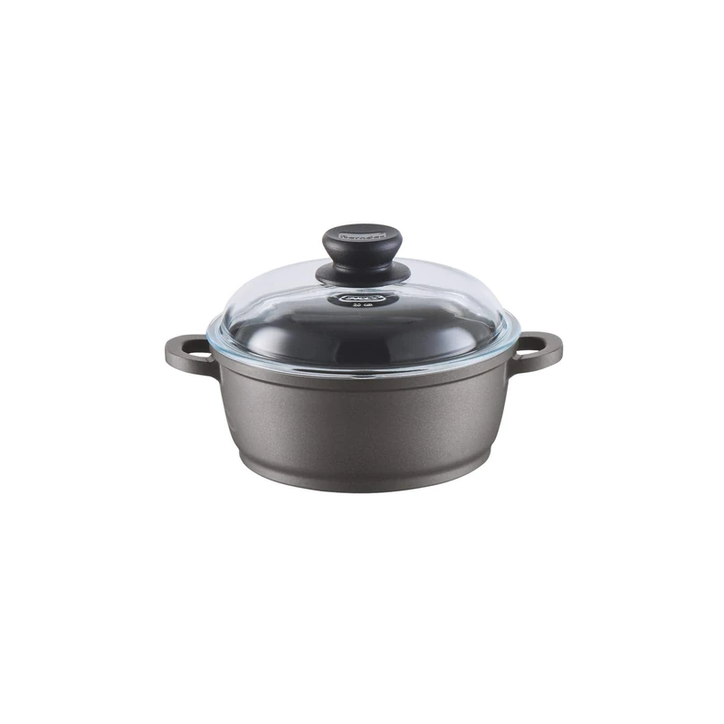 Berndes BONANZA Induction Saucepan with Glass Lid with Silicone Thermal Handles, 20 cm, Robust Cast Aluminium, Non-Stick Coating, Induction, Black