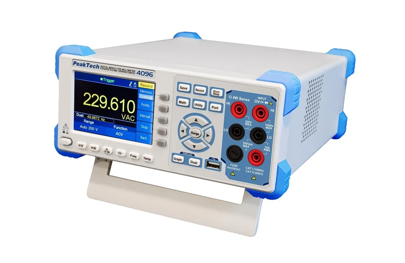 PeakTech 4096 - Digital multimeter 200000 RMS graphic accounts (up to 100 kHz) with LAN and USB interface, RS-232 with 4 "TFT color display, 1 million points - Max 150 values / sec