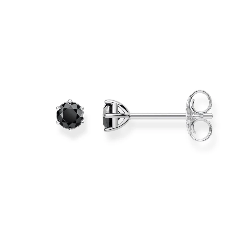 Thomas Sabo Stud Earrings Black Stone 925 Sterling Silver H1964-051-11