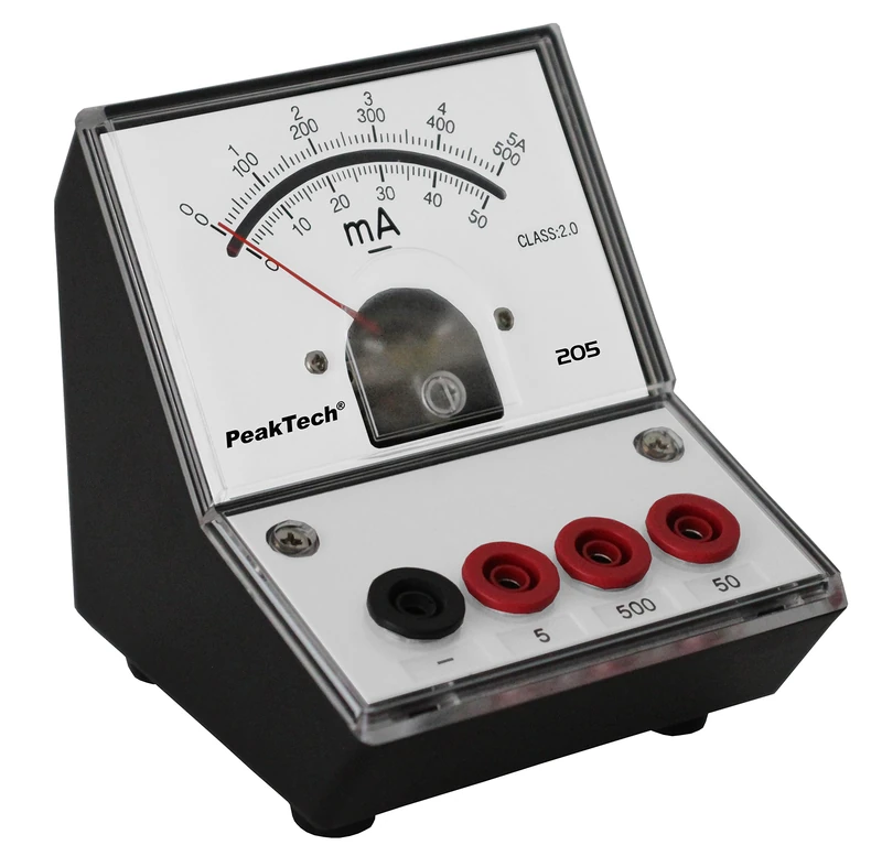 PeakTech P 205 Multimeter/Ammeter Meter with Mirror Scale 0 – 50MA/500MA/5 A DC
