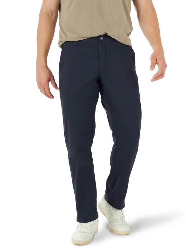 Lee Men's Extreme Motion Flat Front Relaxed Taper Pant, Navy, 40W x 32L, Navy, 40W x 32L