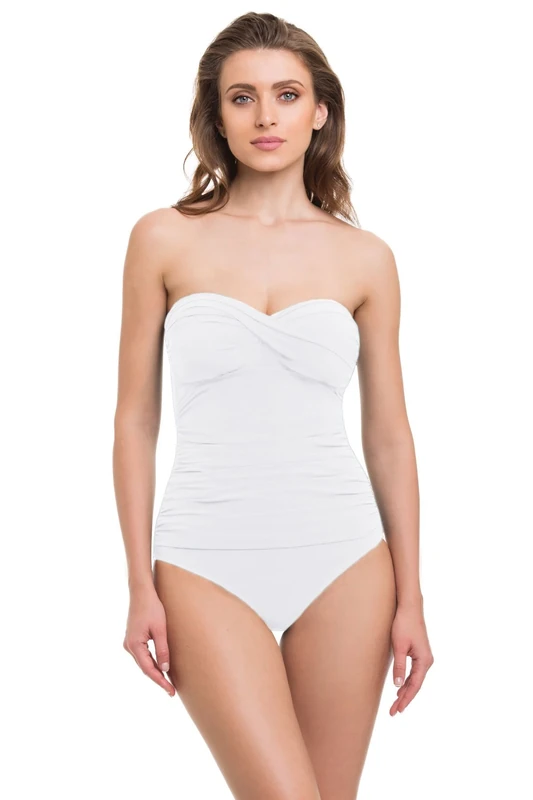 Profile by Gottex Twist Front Bandeau One Piece Swimsuit - White