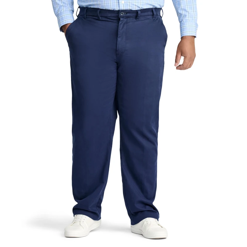 Izod Men's Big and Tall Performance Stretch Flat Front Pant Casual, Navy, 46W x 30L - Image 1
