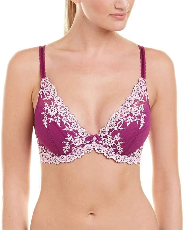 Wacoal Women's Embrace Lace Plunge Convertible Contour Bra, Holly/Chalk, 32D