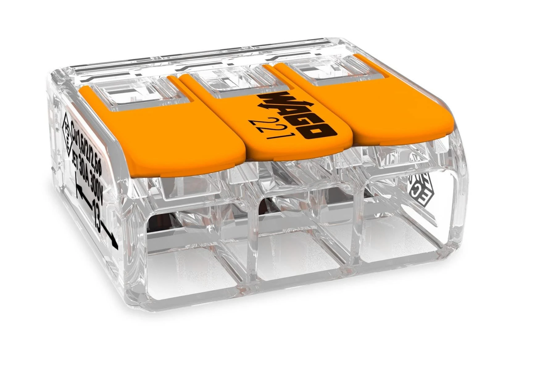 25 x Wago lever splice connector 221 Series 221-413 3 way terminal