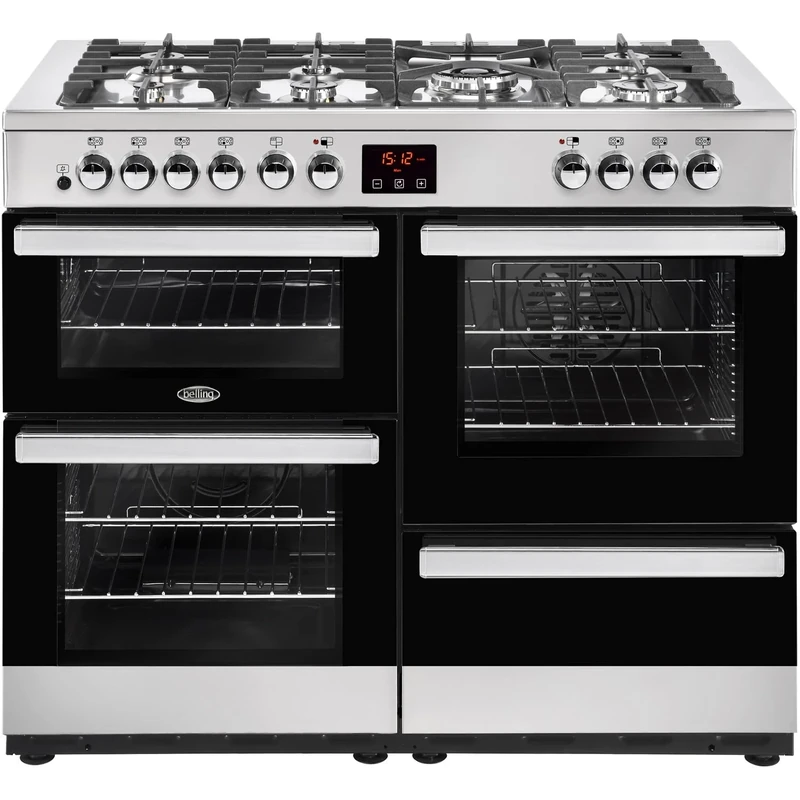 Belling Cookcentre 110DFT Dual Fuel Range Cooker, Professional Stainless Steel, 110cm