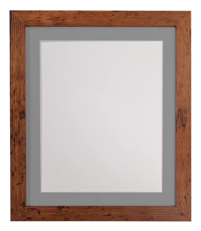 H7 Vintage Wood Picture Photo Frame with Dark Grey mount 36 x 24 For Image size 30 x 20 inch (Plastic Glass)