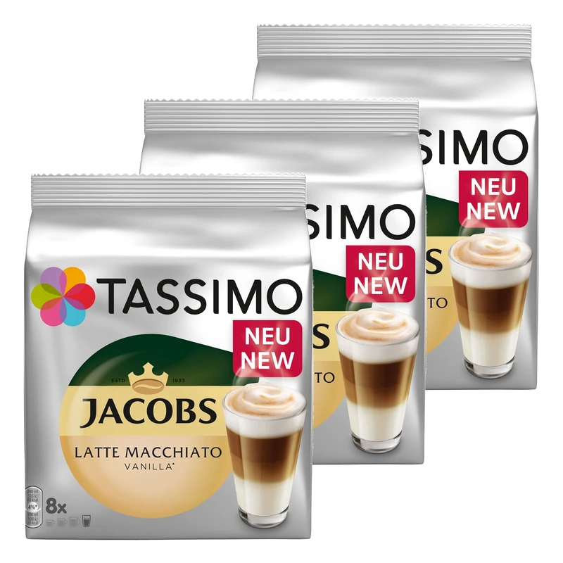 Tassimo Vanilla Latte Macchiato Coffee, 3 packs (48 T-Discs, 24 Servings)