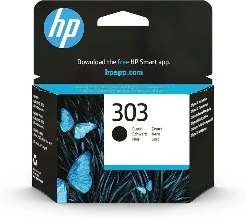 HP 303 Black Original Ink Cartridge (T6N02AE) - Works with: HP ENVY Photo 6220, 6230, 6232, 6234, 7120, 7134, 7830, ENVY Inspire 7220e, 7221e, 7224e, 7920, 7924e, Tango X Printers