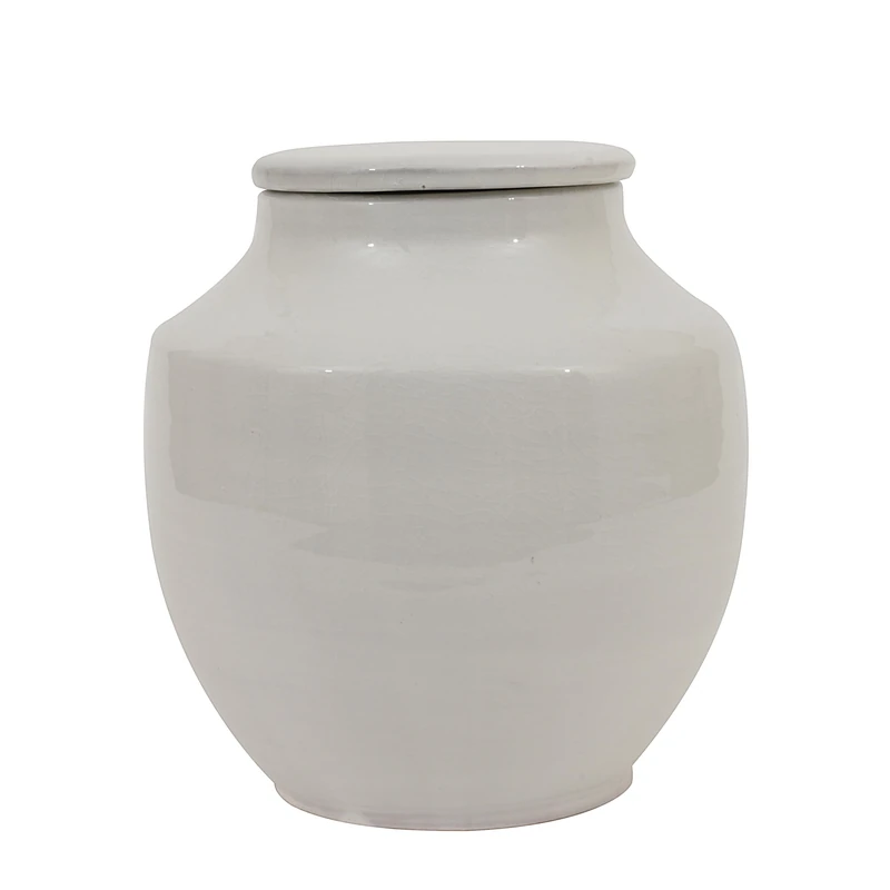 Creative Co-op Cachepot, Earthenware, White, 8 inch
