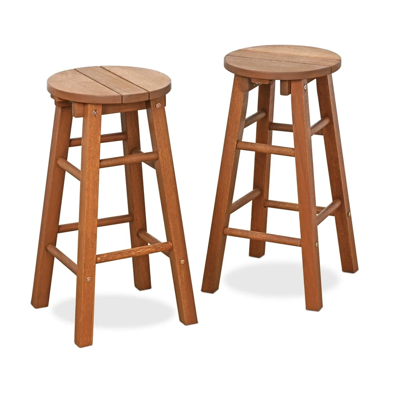Furinno TIOMAN Outdoor Barstool, Set of 2, Promo Arch Bar Stool, for Patio, Garden, Porch, Natural