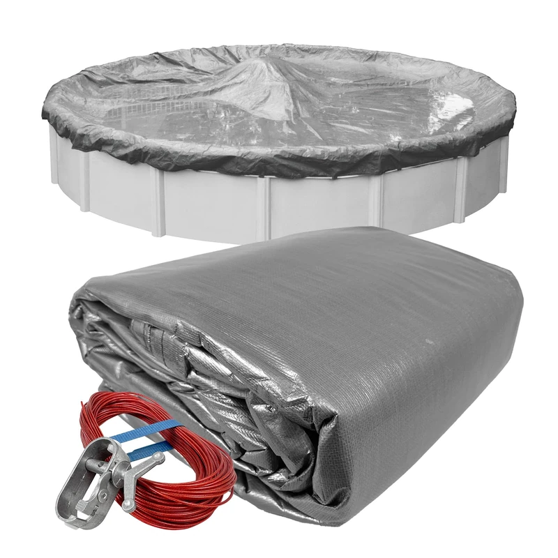 Pool Mate 3324-4-PM Platinum Silver Winter Pool Cover for Round Above Ground Swimming Pools, 24-ft. Round Pool - Image 1
