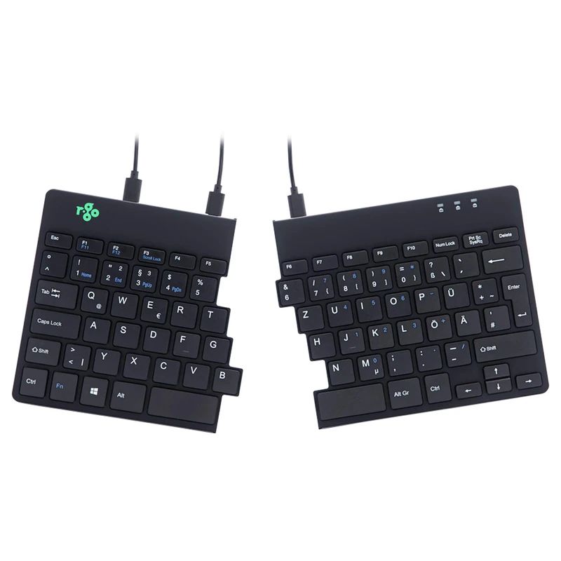 R-Go Split Ergonomic Keyboard, QWERTZ (DE), black, wired
