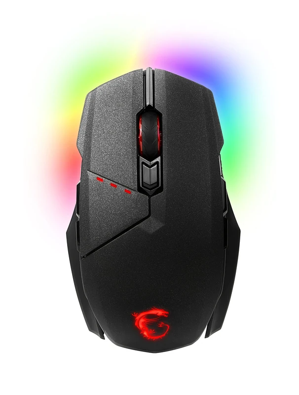 MSI Clutch RGB LED Gaming Mouse with Shell and spare Wings/USB – Black Black
