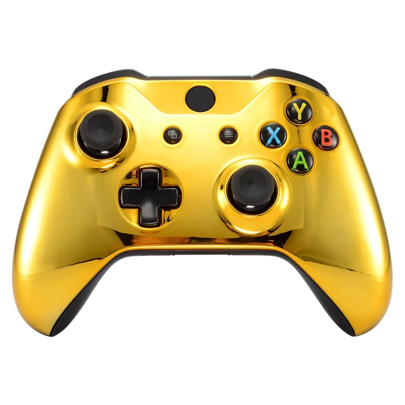 eXtremeRate Chrome Gold Front Housing Shell Faceplate for Xbox One S & Xbox One X Controller(Model 1708)