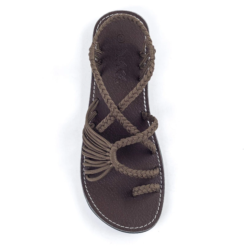 Plaka Women's Rubber Flat Summer Sandals 8 B(M) US Taupe - Image 1