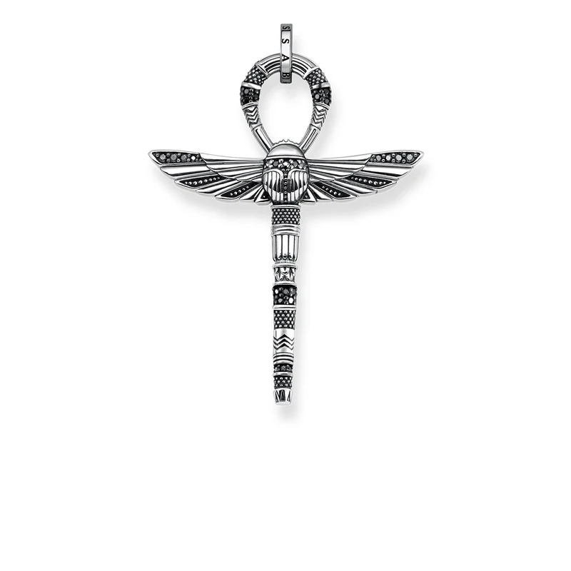 Thomas Sabo Pendant Cross of Life ankh with Scarab 925 Sterling Silver, Blackened
