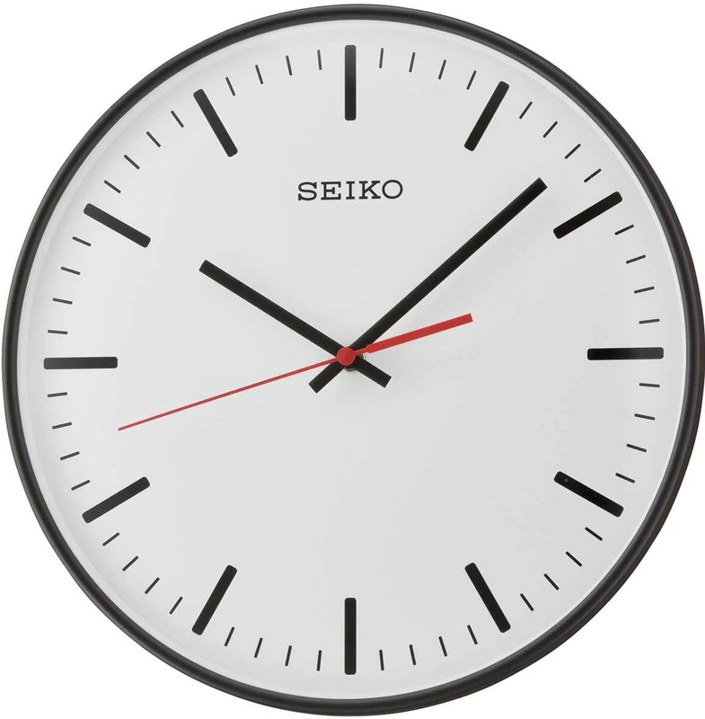 Seiko Wall Clock Black Plastic Sweeping Second Hand QXA701K
