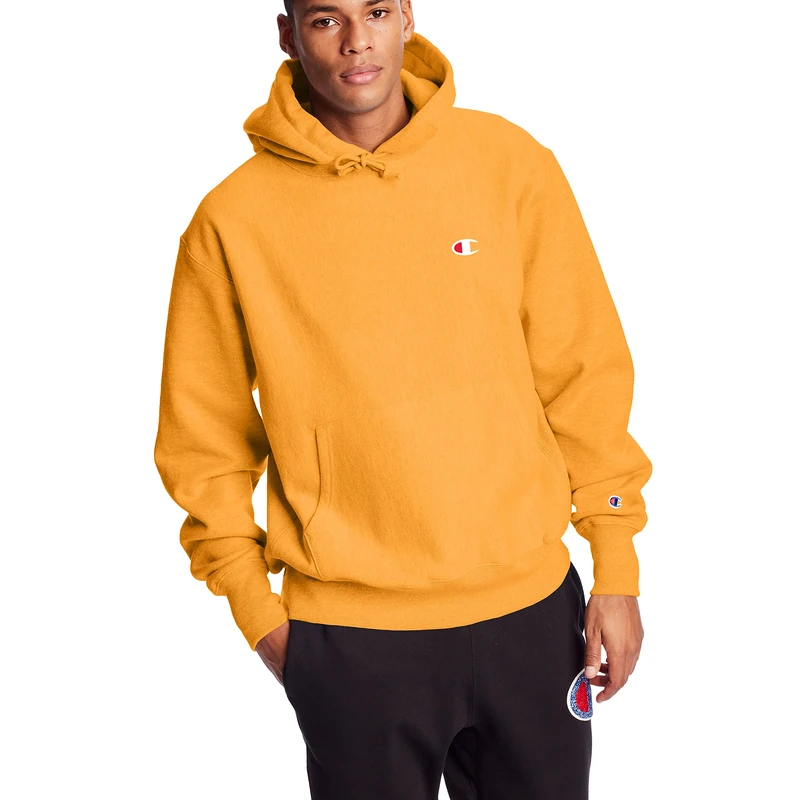 Champion Men's, Reverse Weave Pullover Hooded Sweatshirt, Best Comfortable Hoodies, C Gold/Left Chest C Logo, XS