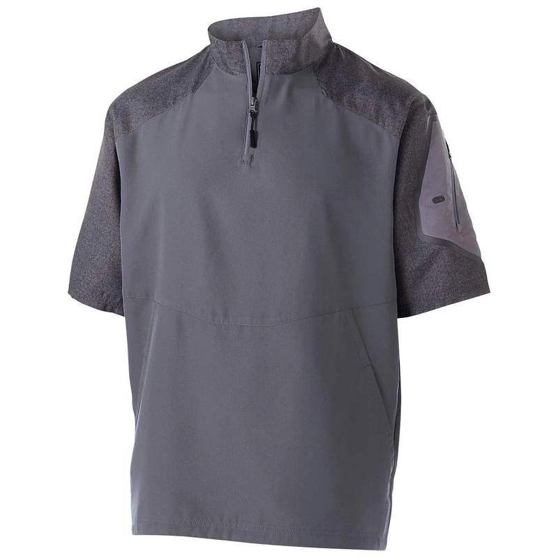 Holloway Men's Raider Short Sleeve Pullover Shirt, Carbon Print/Graphite, Large