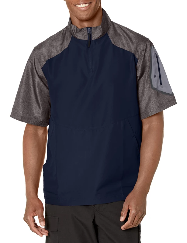 Holloway Men's Raider Pullover S/S 18u Shirt, Carbon PRT/Navy, XXXL