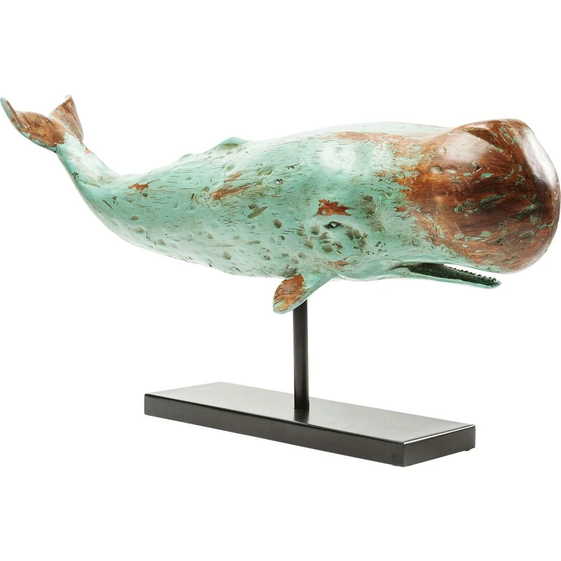 Kare Design Deco Figure Whale Base, Multicoloured, Polyresin, Steel Lacquered, Statue, Gift Idea, Room Decor, Home Decor For Living Room, Bedroom, Hallway, 38,5x77x17,5cm (H/W/D) - Image 1