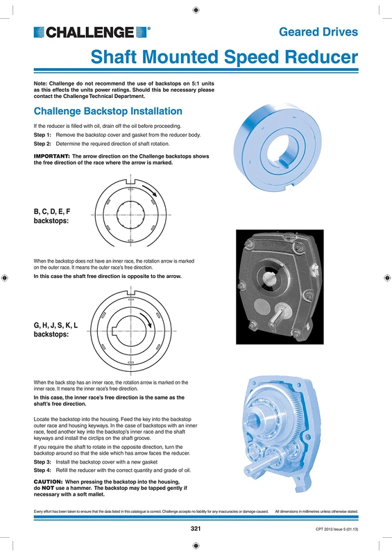 Challenge SMSR-L-BSTOP Back Stop for Shaft Mounted Speed Reducer, Size L - Image 1