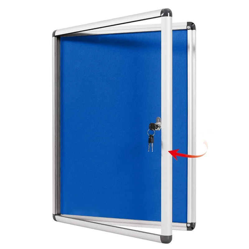 Swansea Lockable Notice Board Tamperproof Enclosed Display Board for Home Office School,Wall-Mounted,Blue Fabric,26x20inch(4xA4)