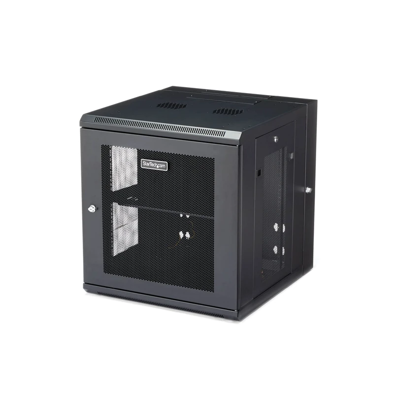 StarTech.com 4-Post 12U Wall Mount Network Cabinet with 1U Shelf, 19in Wall-Mounted Server Rack Kit, Up to 20in Mounting Depth, Ships Fully Assembled
