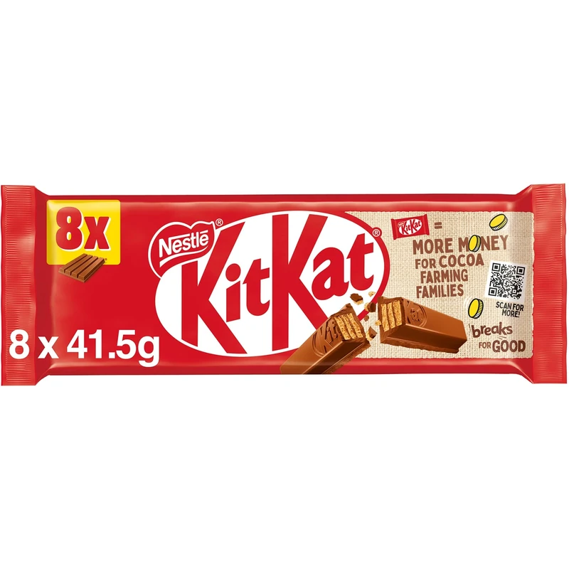 KitKat F1 4 Finger Milk Chocolate Biscuit Bar 8 Pack Multipack 332g, 8 Bars x 41.5g