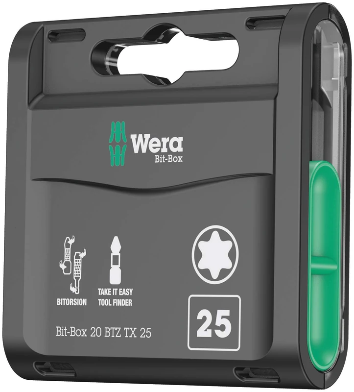 Wera 05057774001 BTZ TX25 Bi Torsion Long Life All-Purpose Bit-Box for Drill/Drivers Torx, 0 W, 0 V, Black, 25 x 25 mm, 20-Piece