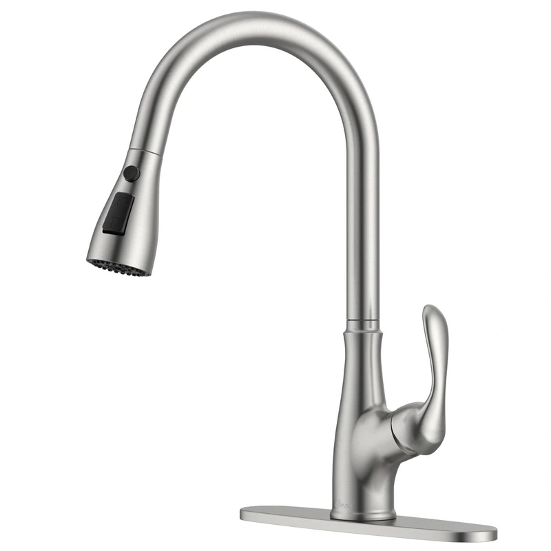 APPASO Pull Down Kitchen Faucet with Sprayer Stainless Steel Brushed Nickel - Single Handle Commercial High Arc Pull Out Spray Head Kitchen Sink Faucets