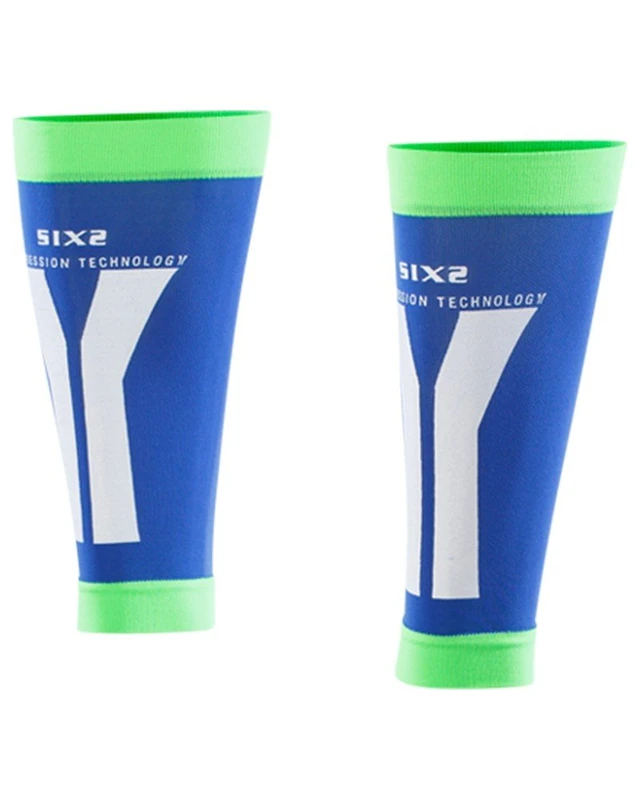 SIX2 Compression Calf Band M Unisex Adult, Green/Blue, M
