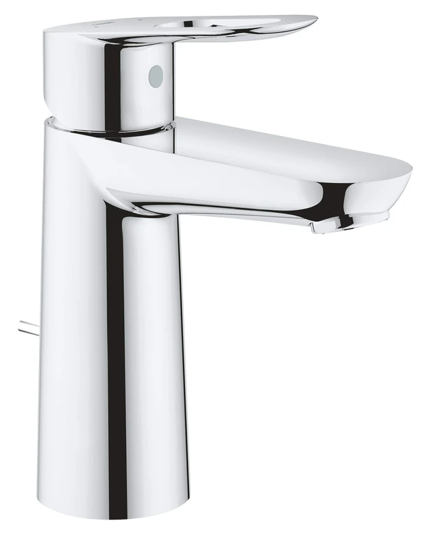 GROHE Bauloop Single-Lever Basin Mixer M-Size Water-Saving Tap with Pop-Up Waste Set, Chrome Finish 23762000