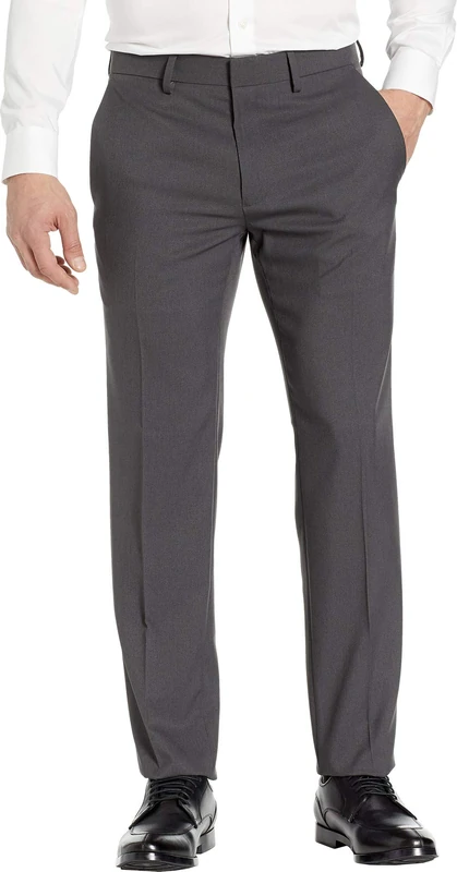 Kenneth Cole REACTION Men's Techni-Cole Mini Check Modern Fit Flat Front Dress Pant, Charcoal, 38Wx30L - Image 1