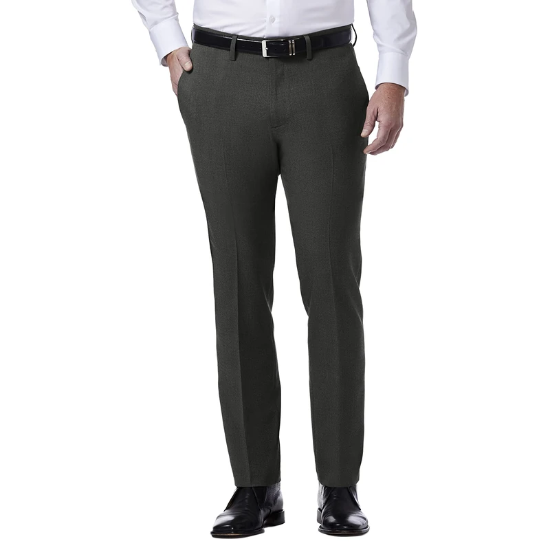 Kenneth Cole REACTION Men's Stretch Weave Slim Fit Dress Pant, Charcoal, 31W x 30L