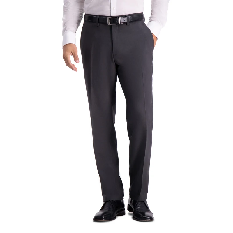 Kenneth Cole Reaction Men's Techni-Cole Mini Check Modern Fit Flat Front Dress Pant, Charcoal, 38Wx32L