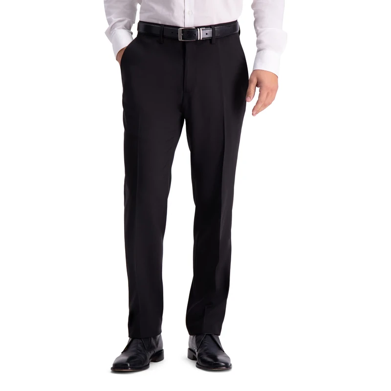 Kenneth Cole REACTION Men's Techni-Cole Mini Check Modern Fit Flat Front Dress Pant, Black, 38Wx30L