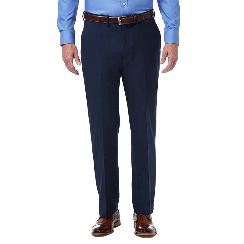Haggar Men's Premium Comfort Classic Fit Flat Front Dress Pants-Regular and Big & Tall Sizes, Blue, 38W x 30L