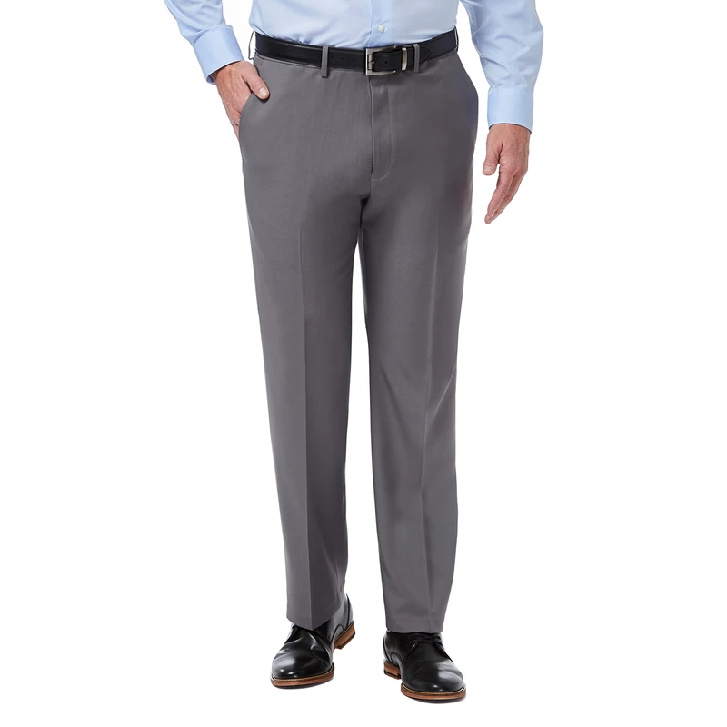 Haggar Men's Premium Comfort Classic Fit Flat Front Dress Pants-Regular and Big & Tall Sizes, Medium Grey, 36W x 29L