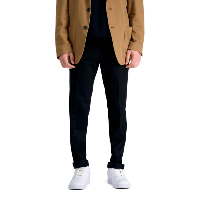 Haggar mensHC10890Premium No Iron Khaki Slim Fit Flat Front Casual Pant Casual Pants - Black - 34W x 34L