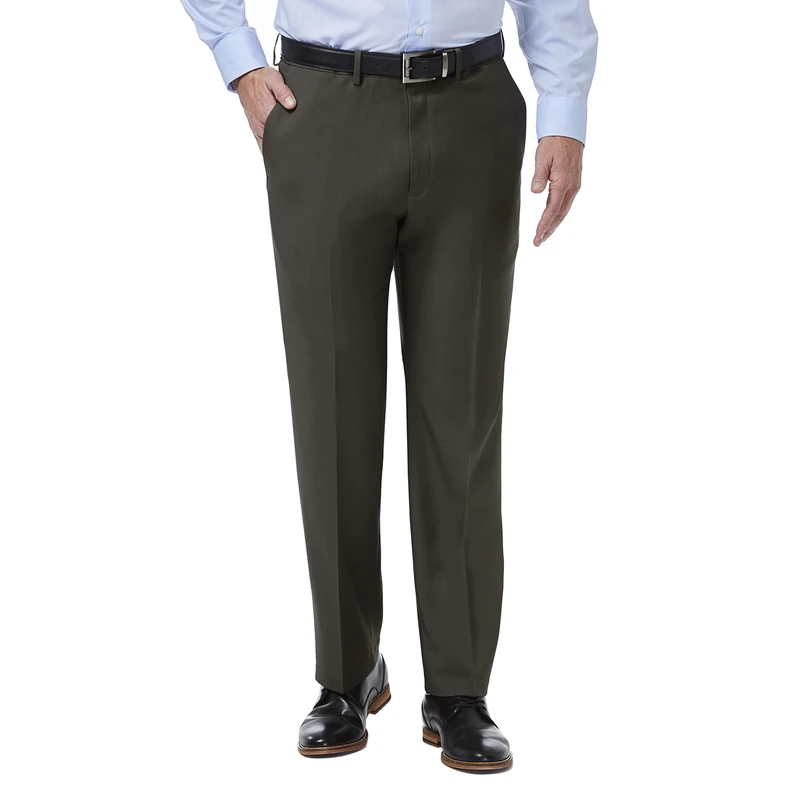 Haggar Men's Premium Comfort Classic Fit Flat Front Dress Pants-Regular and Big & Tall Sizes, Charcoal, 36W x 30L