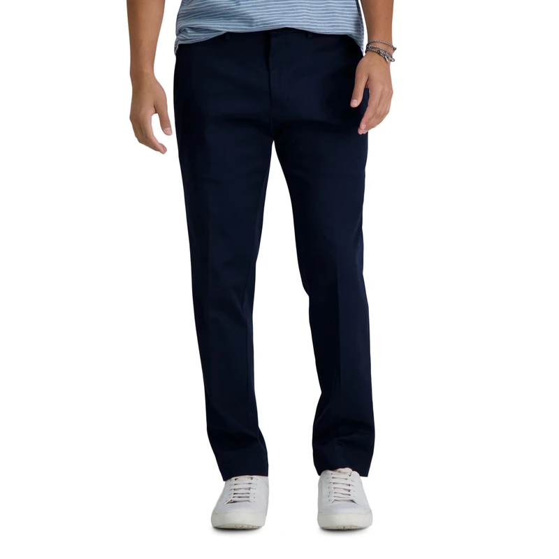 Haggar Men's Premium No Iron Khaki Slim Fit Flat Front Casual Pant, Dark Navy, 38W x 32L