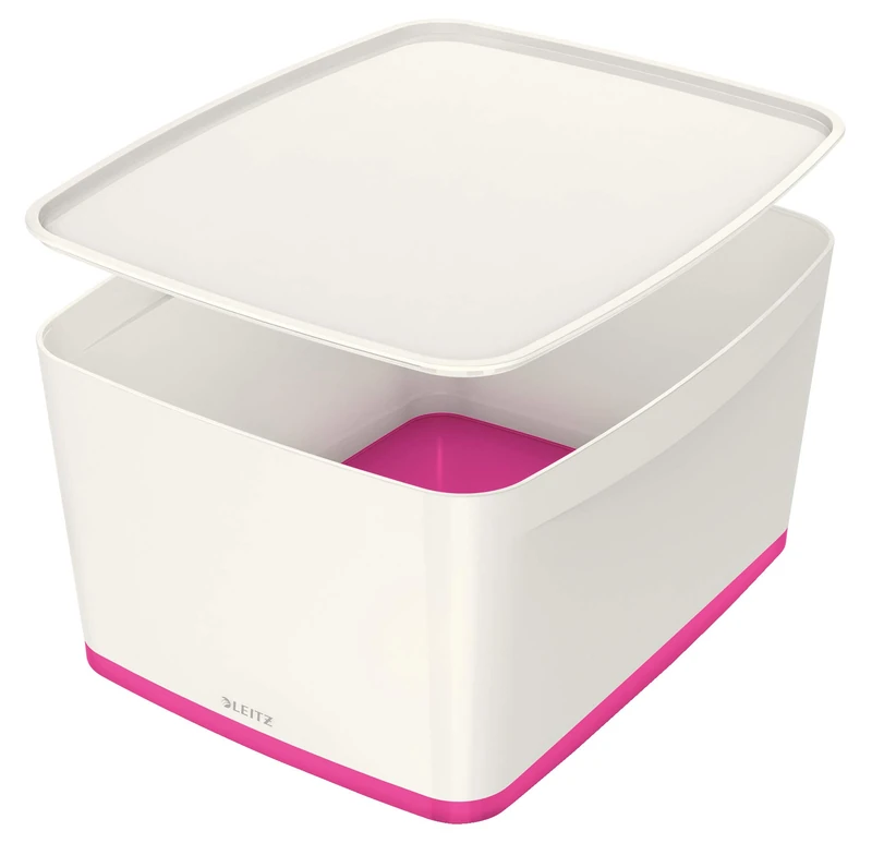 Leitz 18 Litre Storage Box with Lid, waterproof ABS, Pink Metallic