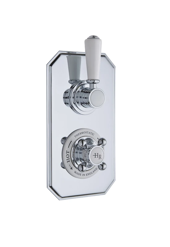 Hudson Reed TSVT004 Topaz Traditional Bathroom Shower Twin Concealed Shower Valve with Diverter, Chrome & White