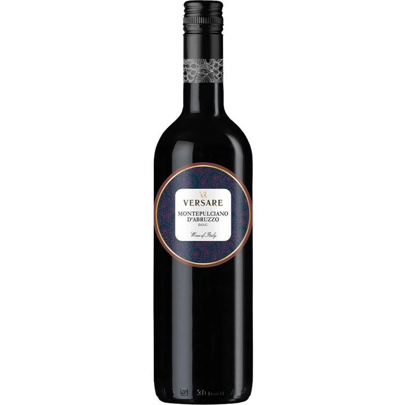 Versare Montepulciano d’Abruzzo DOC Red Wine,Abruzzo Italy Case of 6x750ml-100 percent Montepulciano,Ruby Colour and Fruity,Dry and Rounded– Enjoy Responsibly with Pasta,Grilled Meats and Aged Cheeses
