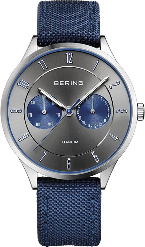 BERING Men Analog Quartz titanium collection Watch with Nylon Strap and Sapphire Crystal 11539-873