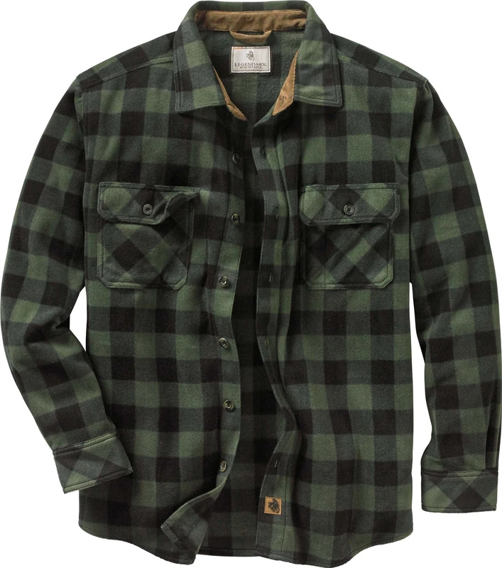 Legendary Whitetails Men's Standard Navigator Fleece Button Up Shirt, Night Forest Plaid, XX-Large