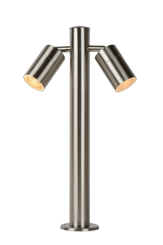 LUCIDE ARNE-LED - Bollard Light - Ø 6,3 cm - LED - GU10-2x5W 2700K - IP44 - Satin Chrome